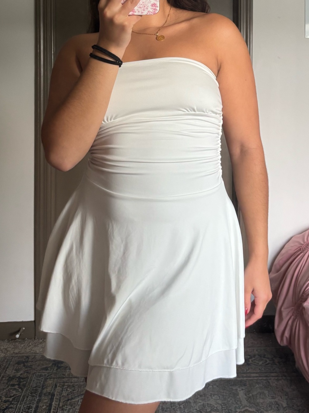 Strapless White A-Line Mini Dress